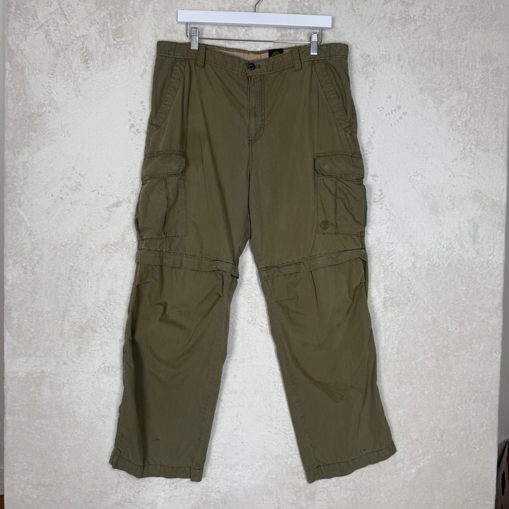 Timberland Mens Convertible Cargo Pants Olive Green Zip Off Hiking 36/30 Utility